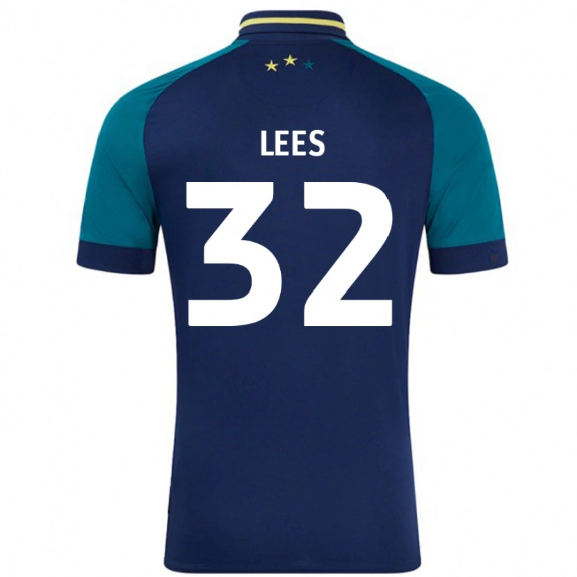 Danxen Børn Tom Lees #32 Marineblå Mørkegrøn Udebane Spillertrøjer 2024/25 Trøje T-Shirt