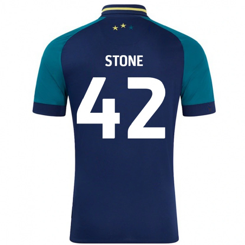 Danxen Børn Michael Stone #42 Marineblå Mørkegrøn Udebane Spillertrøjer 2024/25 Trøje T-Shirt