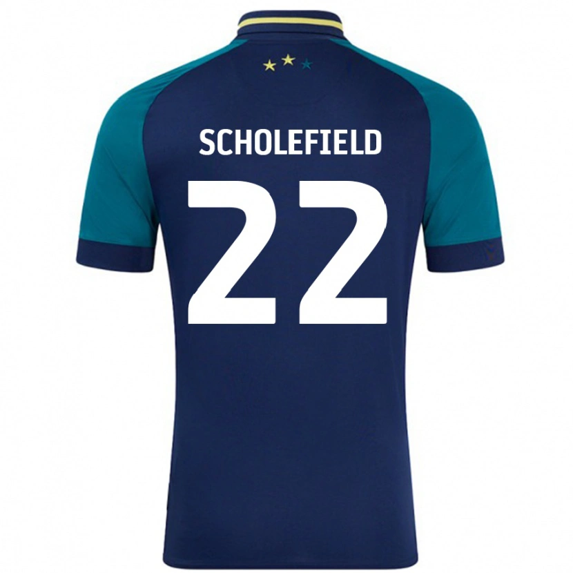 Danxen Børn Lois Scholefield #22 Marineblå Mørkegrøn Udebane Spillertrøjer 2024/25 Trøje T-Shirt