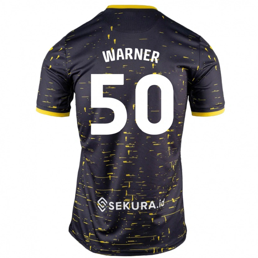 Danxen Børn Jaden Warner #50 Sort Gul Udebane Spillertrøjer 2024/25 Trøje T-Shirt