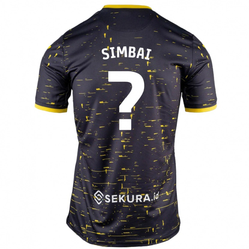 Danxen Børn Kingston Simbai #0 Sort Gul Udebane Spillertrøjer 2024/25 Trøje T-Shirt