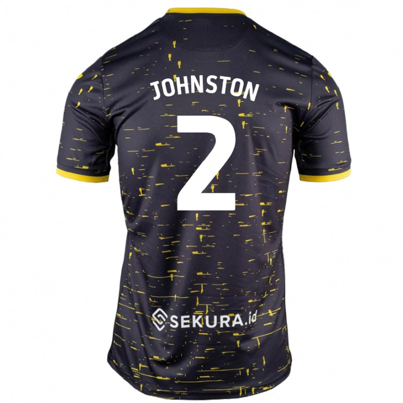 Danxen Børn Chardonnay Johnston #2 Sort Gul Udebane Spillertrøjer 2024/25 Trøje T-Shirt