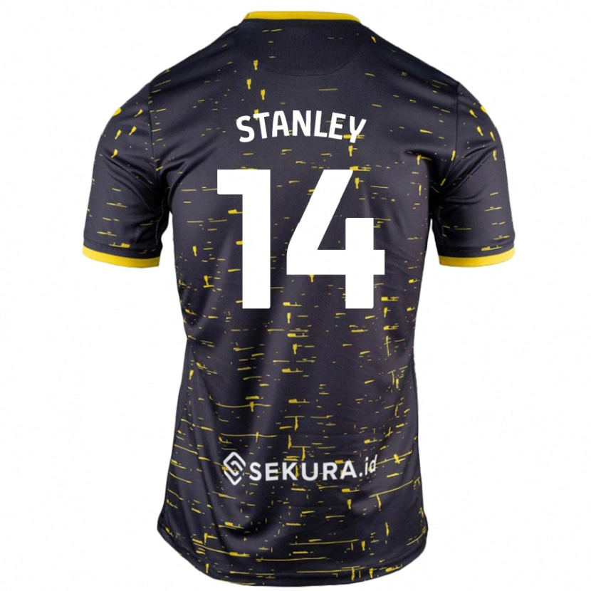 Danxen Børn Kathryn Stanley #14 Sort Gul Udebane Spillertrøjer 2024/25 Trøje T-Shirt