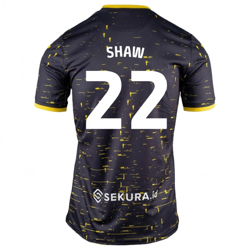 Danxen Børn Shannon Shaw #22 Sort Gul Udebane Spillertrøjer 2024/25 Trøje T-Shirt