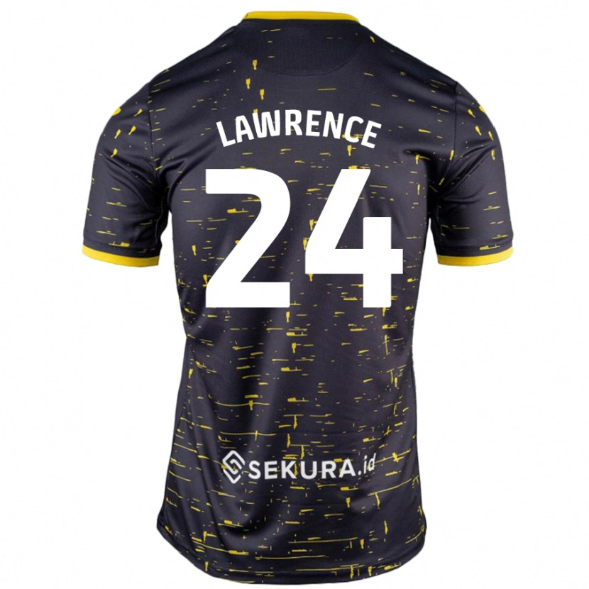 Danxen Børn Rachel Lawrence #24 Sort Gul Udebane Spillertrøjer 2024/25 Trøje T-Shirt