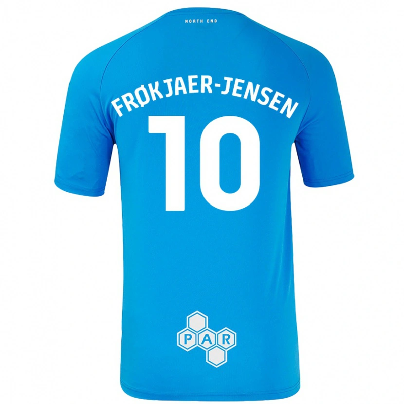 Danxen Børn Mads Frøkjaer-Jensen #10 Himmelblå Udebane Spillertrøjer 2024/25 Trøje T-Shirt