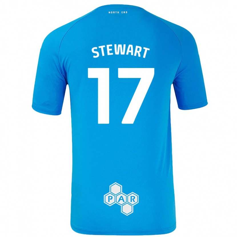 Danxen Børn Layton Stewart #17 Himmelblå Udebane Spillertrøjer 2024/25 Trøje T-Shirt