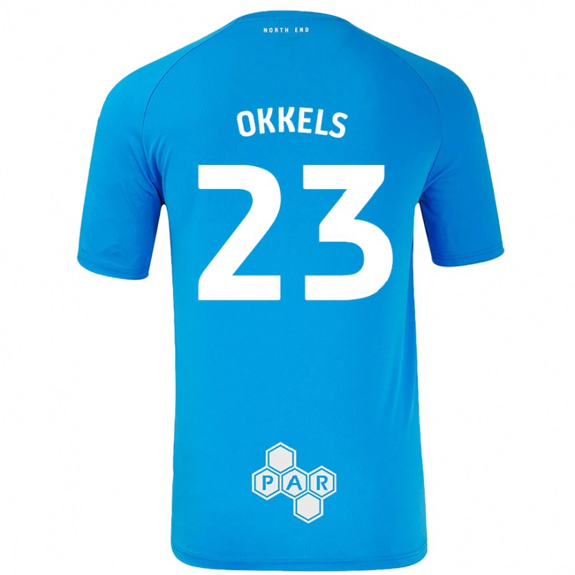 Danxen Børn Jeppe Okkels #23 Himmelblå Udebane Spillertrøjer 2024/25 Trøje T-Shirt