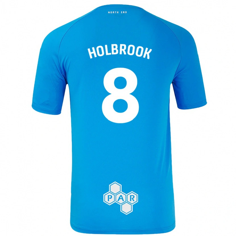 Danxen Børn Jess Holbrook #8 Himmelblå Udebane Spillertrøjer 2024/25 Trøje T-Shirt