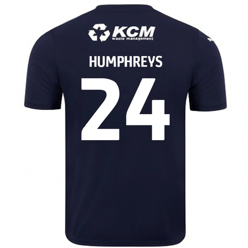 Danxen Børn Cameron Humphreys #24 Marineblå Udebane Spillertrøjer 2024/25 Trøje T-Shirt