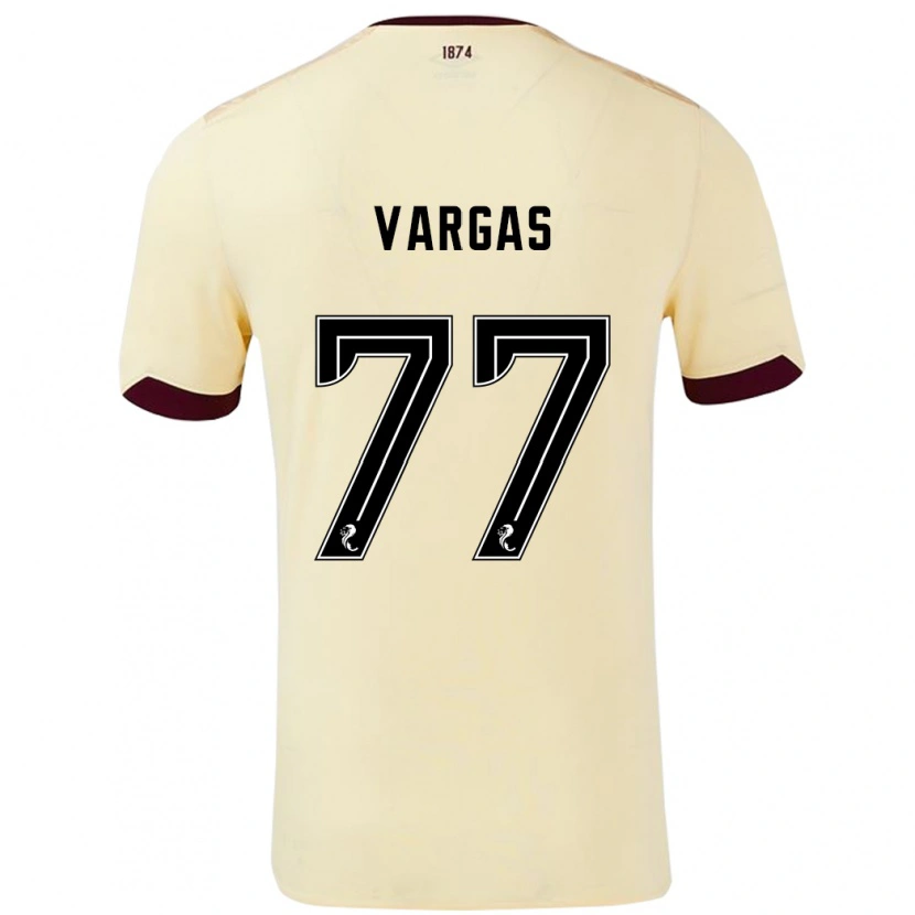 Danxen Børn Kenneth Vargas #77 Creme Bourgogne Udebane Spillertrøjer 2024/25 Trøje T-Shirt