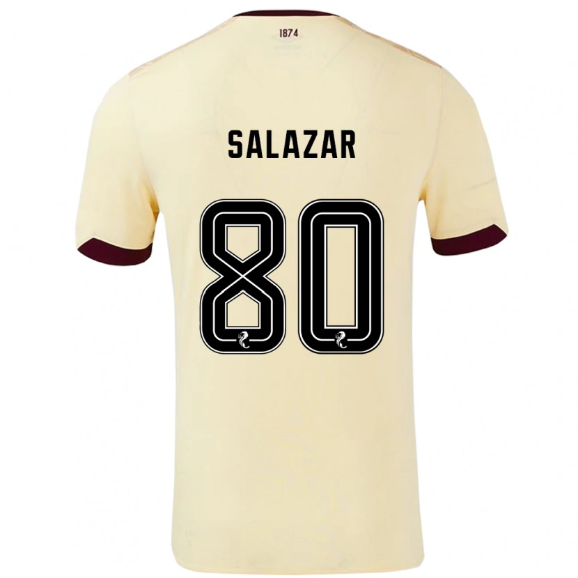 Danxen Børn Andrés Salazar #80 Creme Bourgogne Udebane Spillertrøjer 2024/25 Trøje T-Shirt