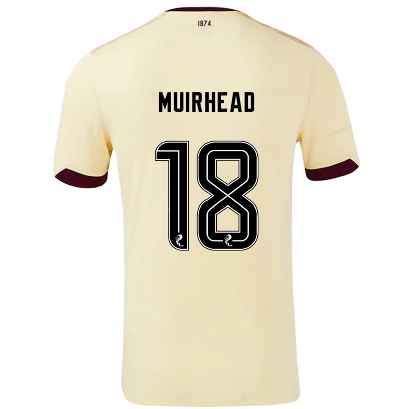Danxen Børn Owen Muirhead #18 Creme Bourgogne Udebane Spillertrøjer 2024/25 Trøje T-Shirt