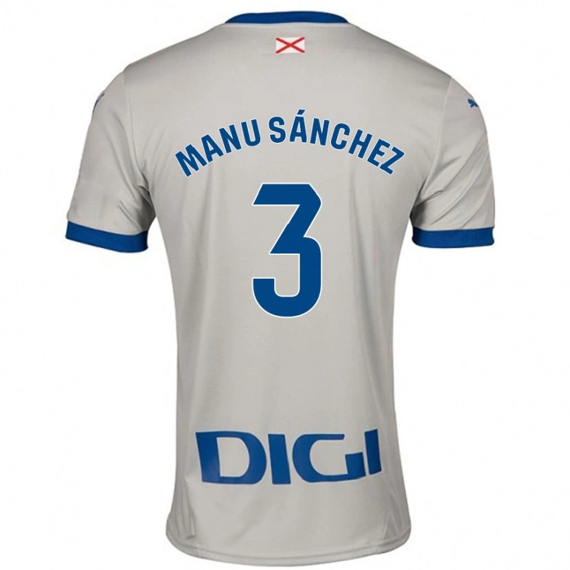 Danxen Børn Manu Sánchez #3 Lysegrå Udebane Spillertrøjer 2024/25 Trøje T-Shirt