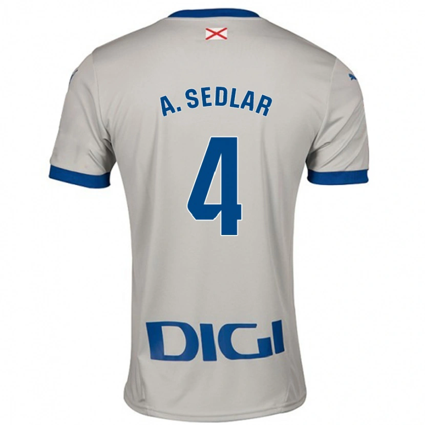 Danxen Børn Aleksandar Sedlar #4 Lysegrå Udebane Spillertrøjer 2024/25 Trøje T-Shirt
