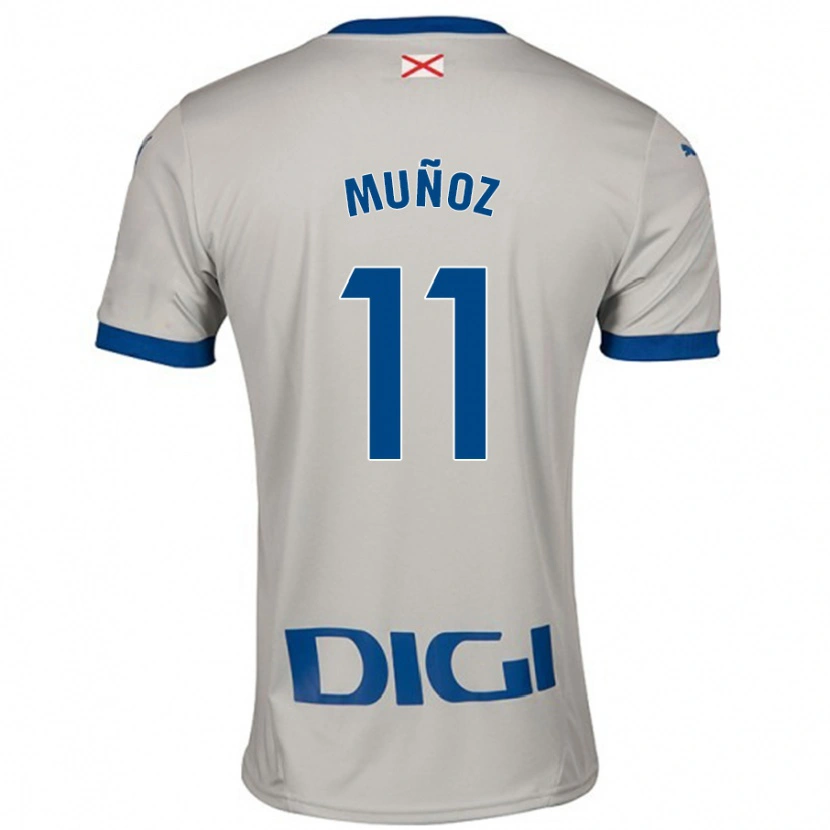 Danxen Børn Egoitz Muñoz #11 Lysegrå Udebane Spillertrøjer 2024/25 Trøje T-Shirt