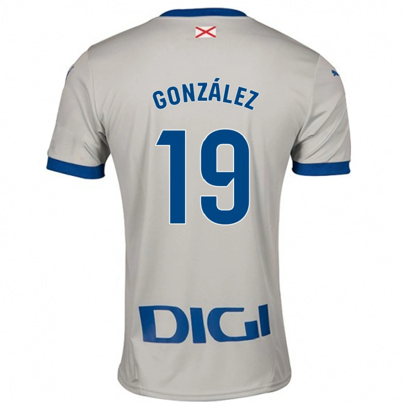 Danxen Børn Aimar González #19 Lysegrå Udebane Spillertrøjer 2024/25 Trøje T-Shirt