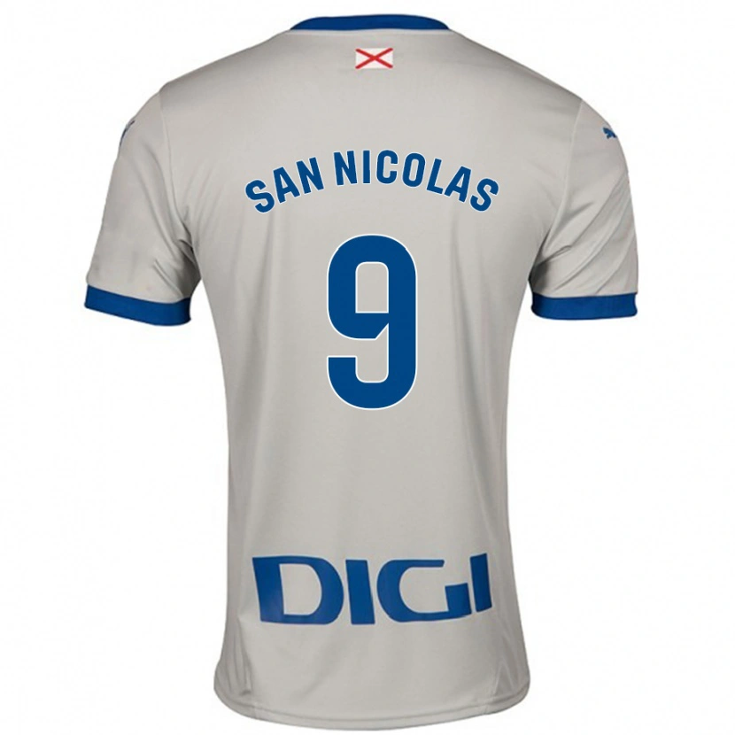 Danxen Børn Olga San Nicolás #9 Lysegrå Udebane Spillertrøjer 2024/25 Trøje T-Shirt