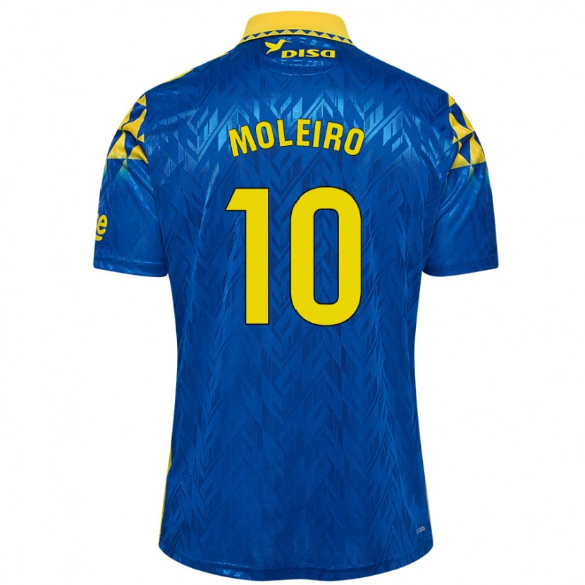 Danxen Børn Alberto Moleiro #10 Blå Gul Udebane Spillertrøjer 2024/25 Trøje T-Shirt