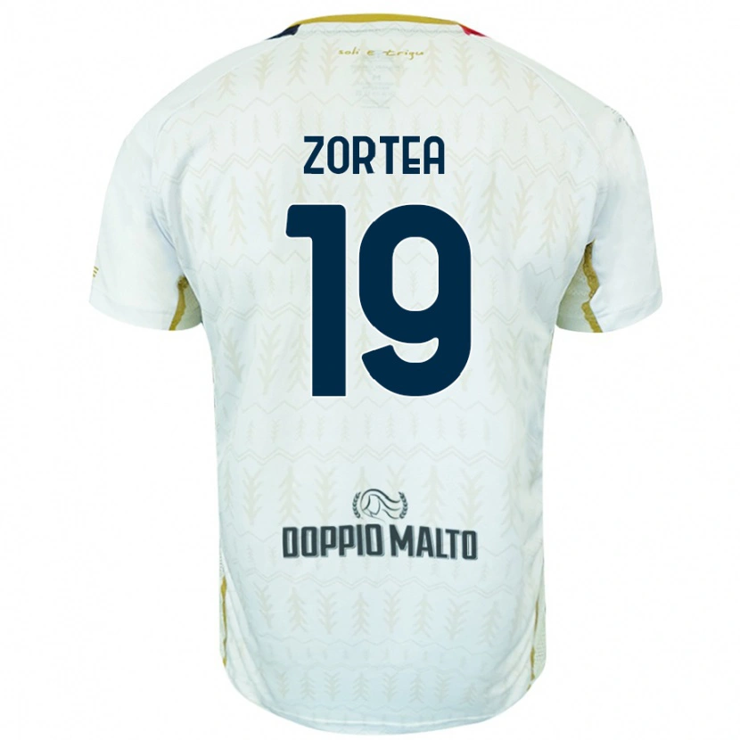 Danxen Børn Nadir Zortea #19 Hvid Udebane Spillertrøjer 2024/25 Trøje T-Shirt
