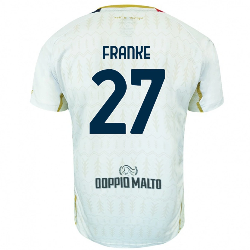 Danxen Børn Antoni Franke #27 Hvid Udebane Spillertrøjer 2024/25 Trøje T-Shirt