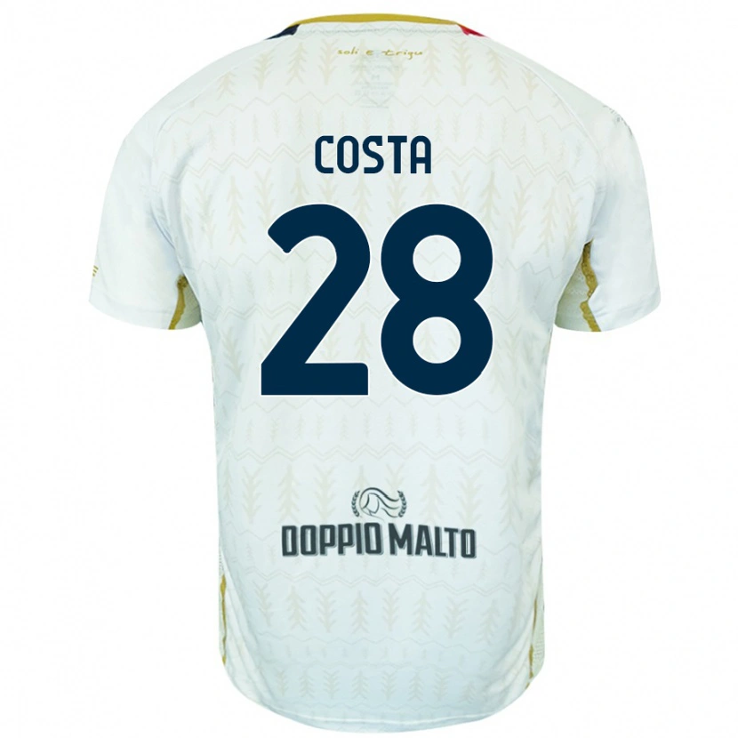 Danxen Børn Luca Costa #28 Hvid Udebane Spillertrøjer 2024/25 Trøje T-Shirt