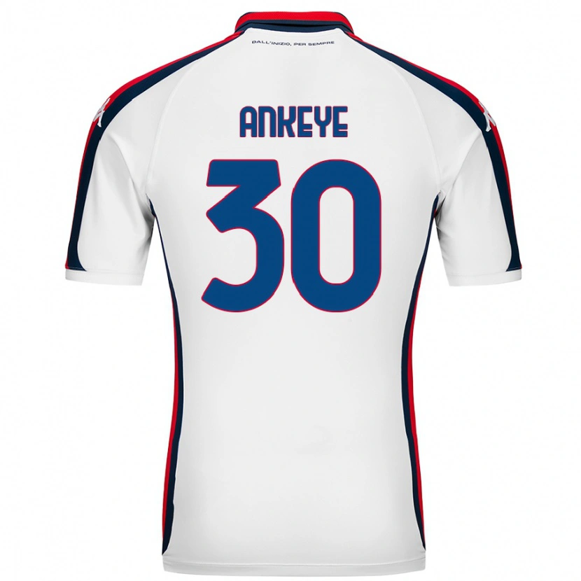Danxen Børn David Ankeye #30 Hvid Udebane Spillertrøjer 2024/25 Trøje T-Shirt
