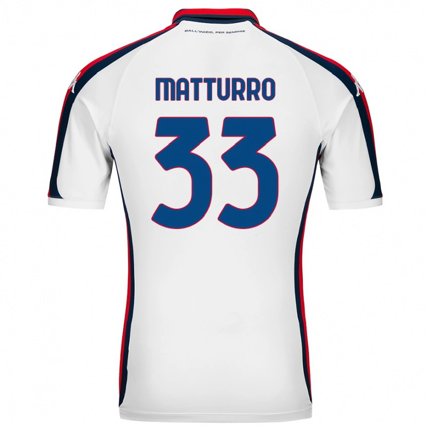 Danxen Børn Alan Matturro #33 Hvid Udebane Spillertrøjer 2024/25 Trøje T-Shirt