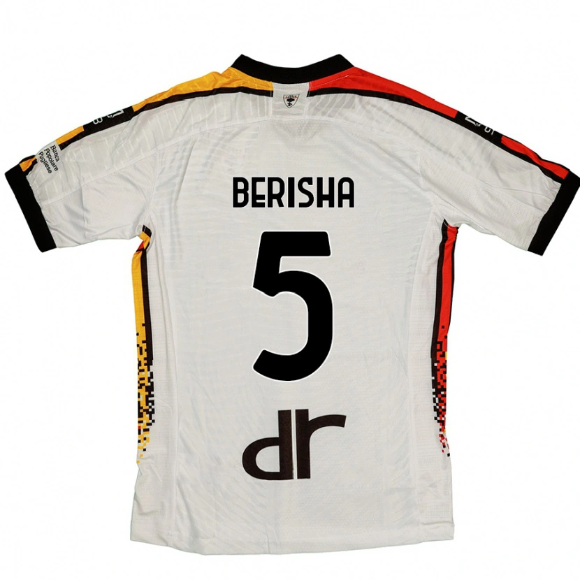 Danxen Børn Medon Berisha #5 Hvid Sort Udebane Spillertrøjer 2024/25 Trøje T-Shirt