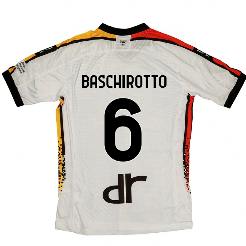 Danxen Børn Federico Baschirotto #6 Hvid Sort Udebane Spillertrøjer 2024/25 Trøje T-Shirt