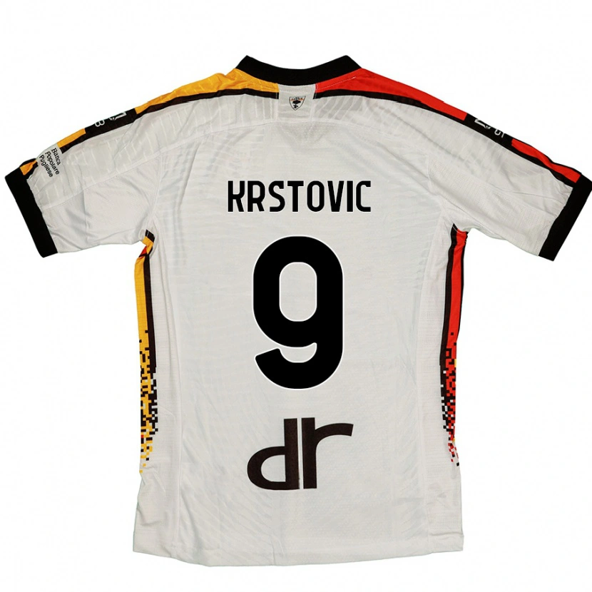 Danxen Børn Nikola Krstovic #9 Hvid Sort Udebane Spillertrøjer 2024/25 Trøje T-Shirt