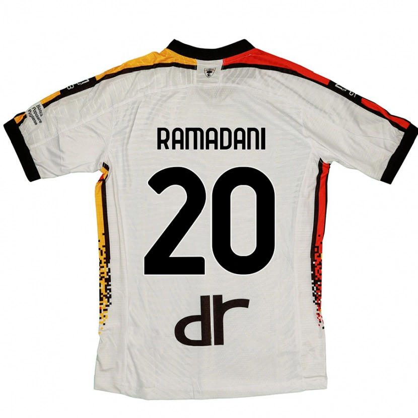 Danxen Børn Ylber Ramadani #20 Hvid Sort Udebane Spillertrøjer 2024/25 Trøje T-Shirt