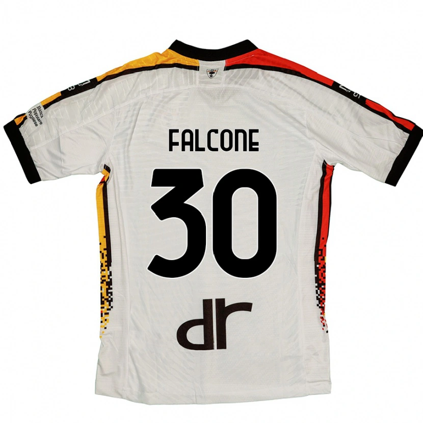 Danxen Børn Wladimiro Falcone #30 Hvid Sort Udebane Spillertrøjer 2024/25 Trøje T-Shirt