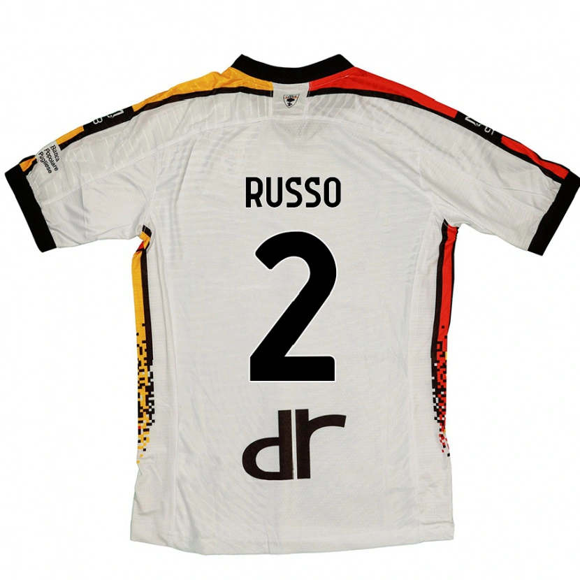 Danxen Børn Luca Russo #2 Hvid Sort Udebane Spillertrøjer 2024/25 Trøje T-Shirt