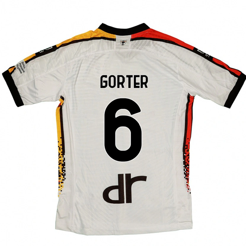 Danxen Børn Olaf Gorter #6 Hvid Sort Udebane Spillertrøjer 2024/25 Trøje T-Shirt