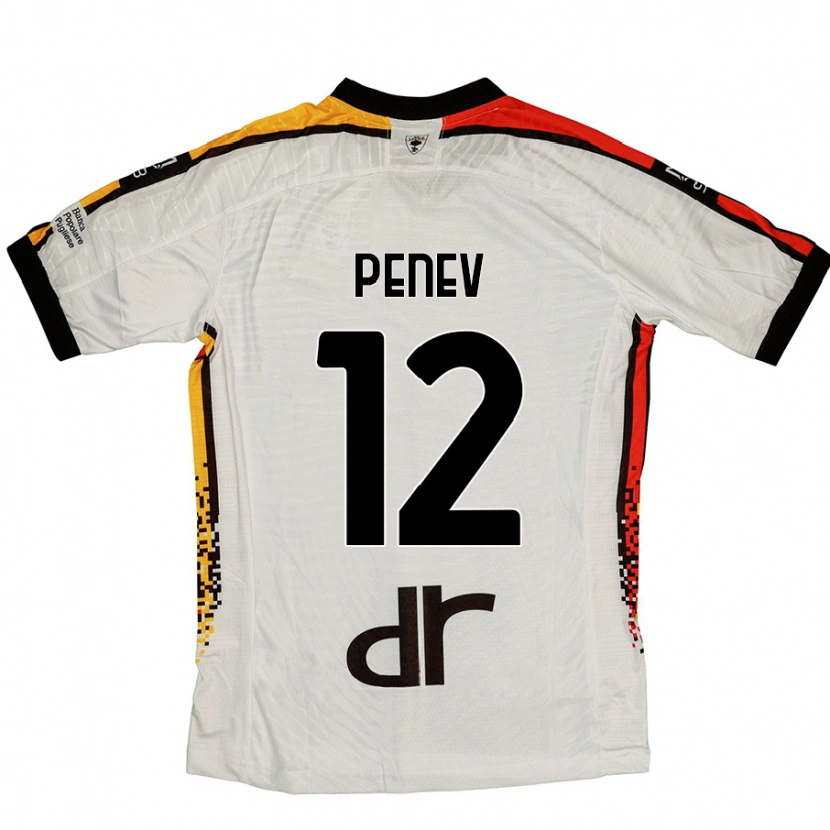 Danxen Børn Plamen Penev #12 Hvid Sort Udebane Spillertrøjer 2024/25 Trøje T-Shirt