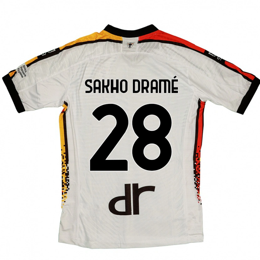 Danxen Børn Samba Sakho Dramé #28 Hvid Sort Udebane Spillertrøjer 2024/25 Trøje T-Shirt