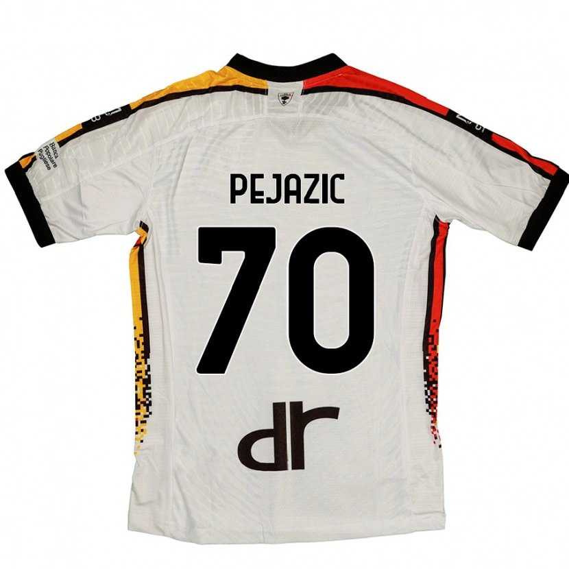 Danxen Børn Mario Pejazic #70 Hvid Sort Udebane Spillertrøjer 2024/25 Trøje T-Shirt