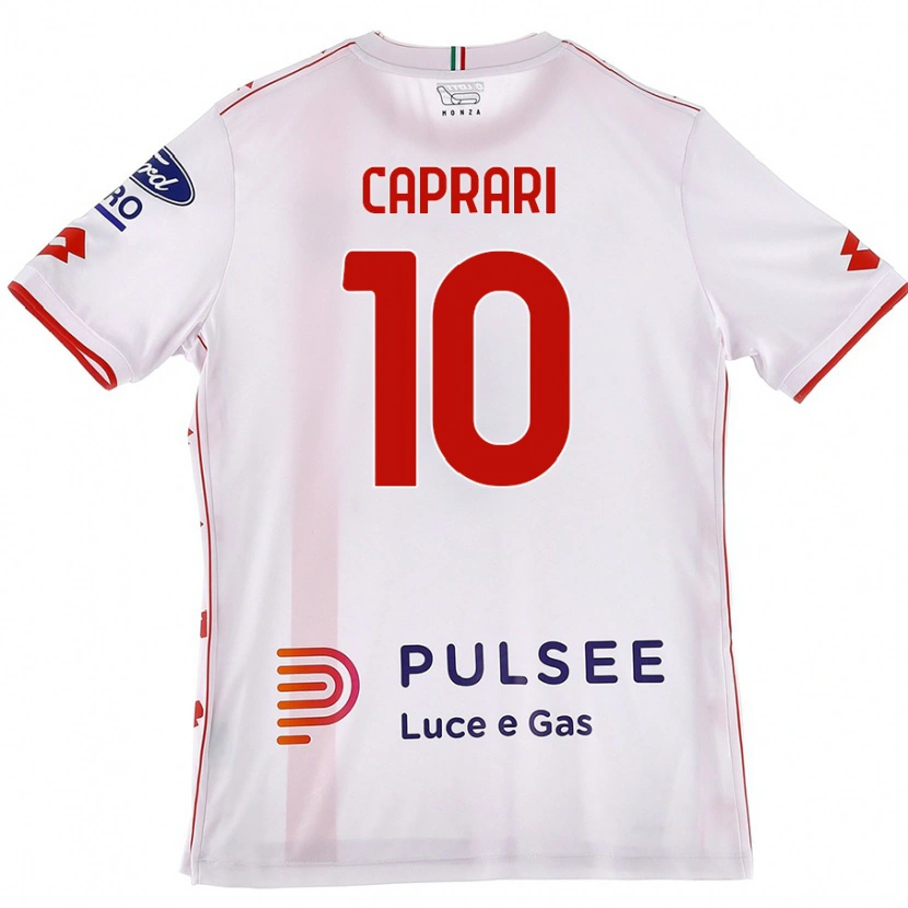 Danxen Børn Gianluca Caprari #10 Hvid Rød Udebane Spillertrøjer 2024/25 Trøje T-Shirt