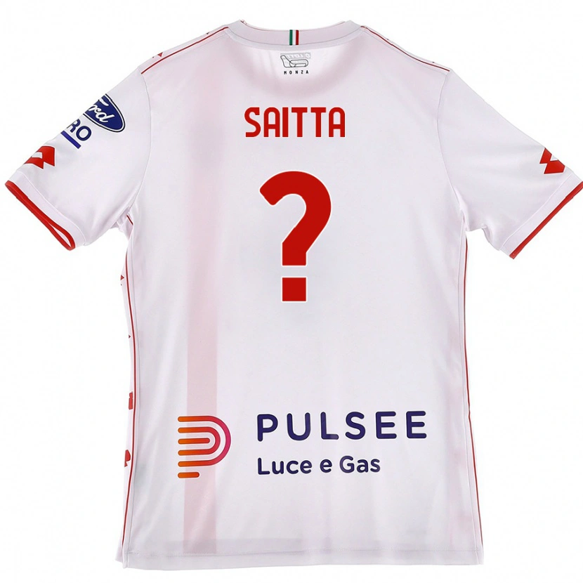 Danxen Børn Mattia Saitta #0 Hvid Rød Udebane Spillertrøjer 2024/25 Trøje T-Shirt