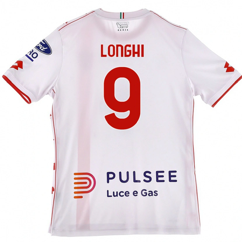Danxen Børn Jordan Longhi #9 Hvid Rød Udebane Spillertrøjer 2024/25 Trøje T-Shirt