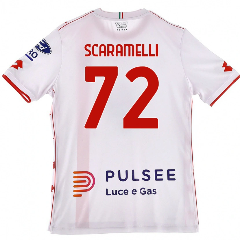 Danxen Børn Endris Scaramelli #72 Hvid Rød Udebane Spillertrøjer 2024/25 Trøje T-Shirt