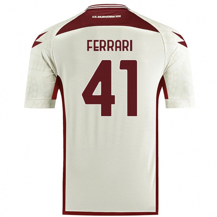 Danxen Børn Tommaso Ferrari #41 Creme Farve Udebane Spillertrøjer 2024/25 Trøje T-Shirt