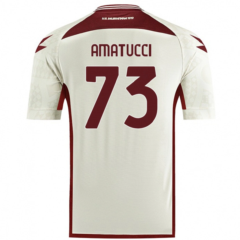 Danxen Børn Lorenzo Amatucci #73 Creme Farve Udebane Spillertrøjer 2024/25 Trøje T-Shirt