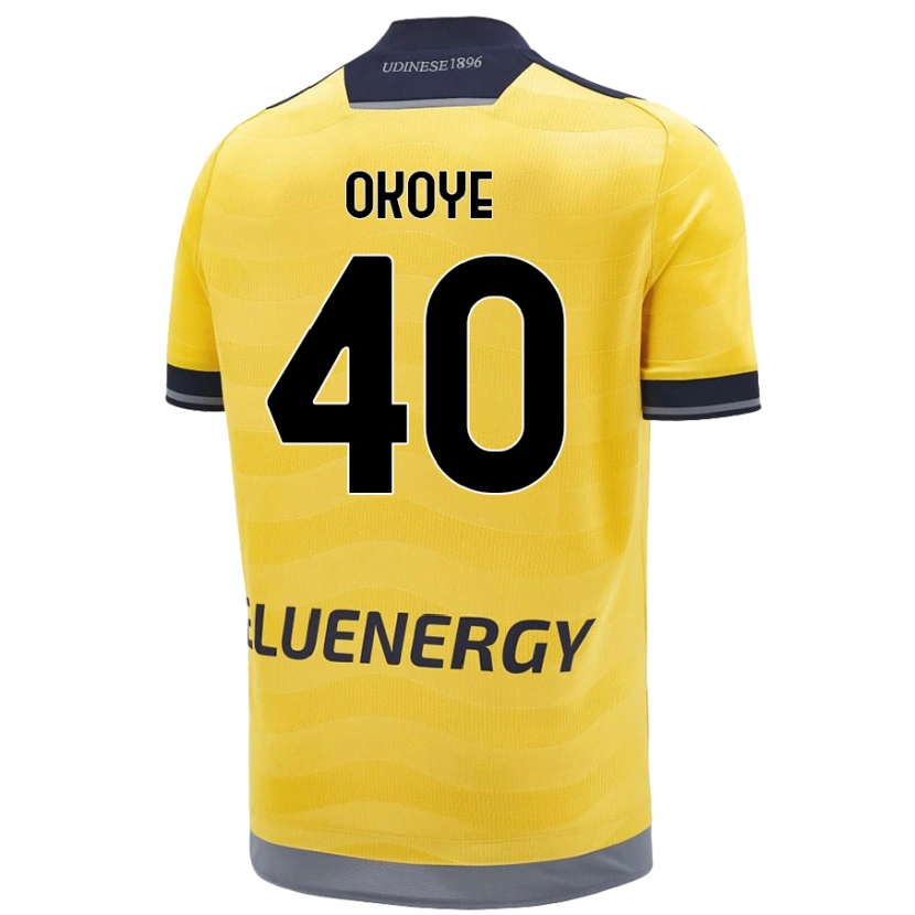 Danxen Børn Maduka Okoye #40 Gylden Udebane Spillertrøjer 2024/25 Trøje T-Shirt