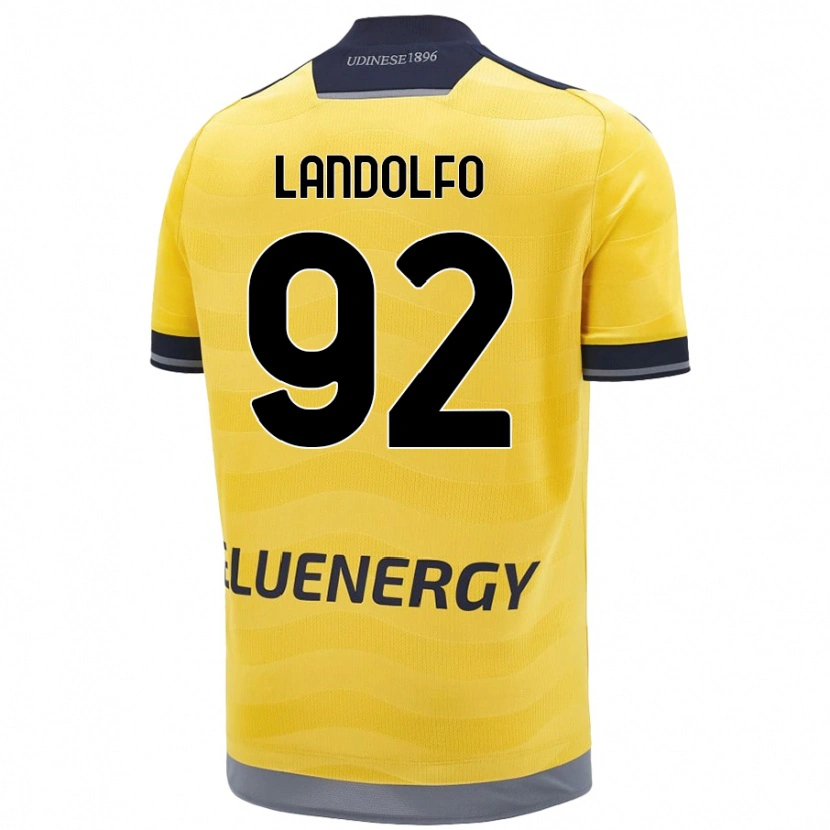 Danxen Børn Tommaso Landolfo #92 Gylden Udebane Spillertrøjer 2024/25 Trøje T-Shirt