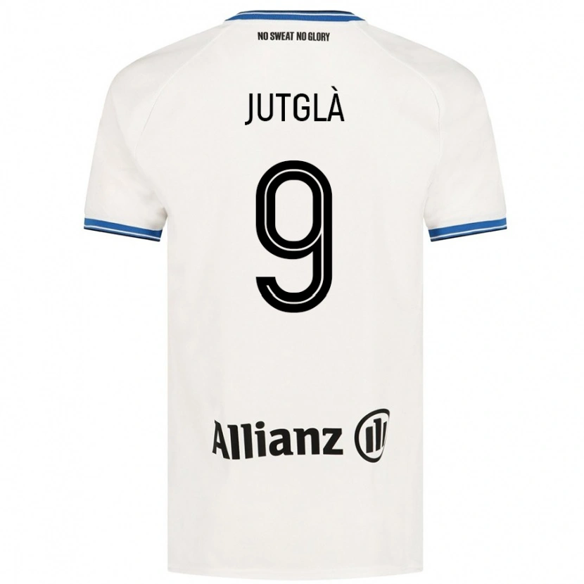 Danxen Børn Ferran Jutglà #9 Hvid Udebane Spillertrøjer 2024/25 Trøje T-Shirt