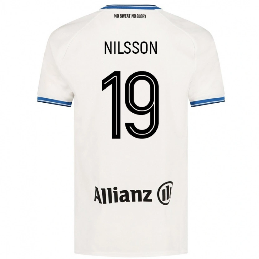 Danxen Børn Gustaf Nilsson #19 Hvid Udebane Spillertrøjer 2024/25 Trøje T-Shirt