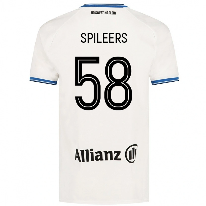 Danxen Børn Jorne Spileers #58 Hvid Udebane Spillertrøjer 2024/25 Trøje T-Shirt
