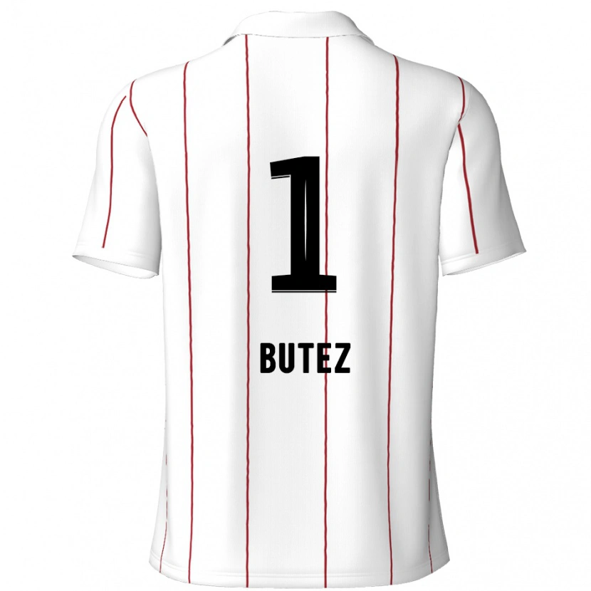Danxen Børn Jean Butez #1 Hvid Sort Udebane Spillertrøjer 2024/25 Trøje T-Shirt